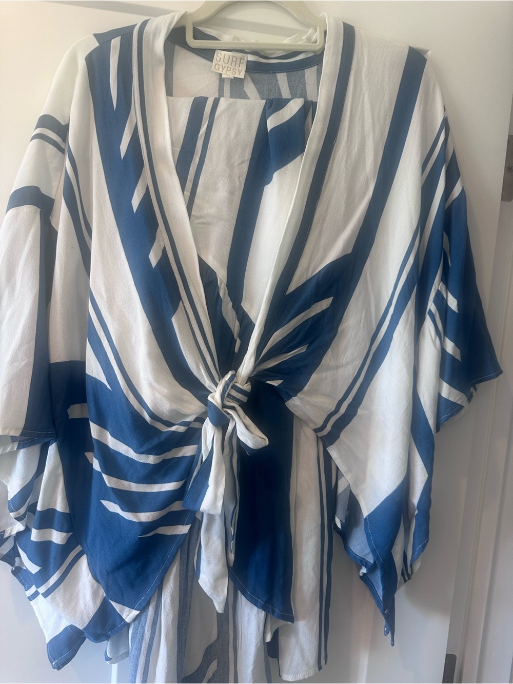 Surf Gypsy Blue and White Striped kimono shrug and matching skirt